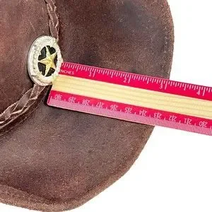 Unisex Brown Genuine Leather Western Hat Small Country Braided Metal Star Texas Unbranded | Accessories | Unisex Brown Genuine Leather  main image 3